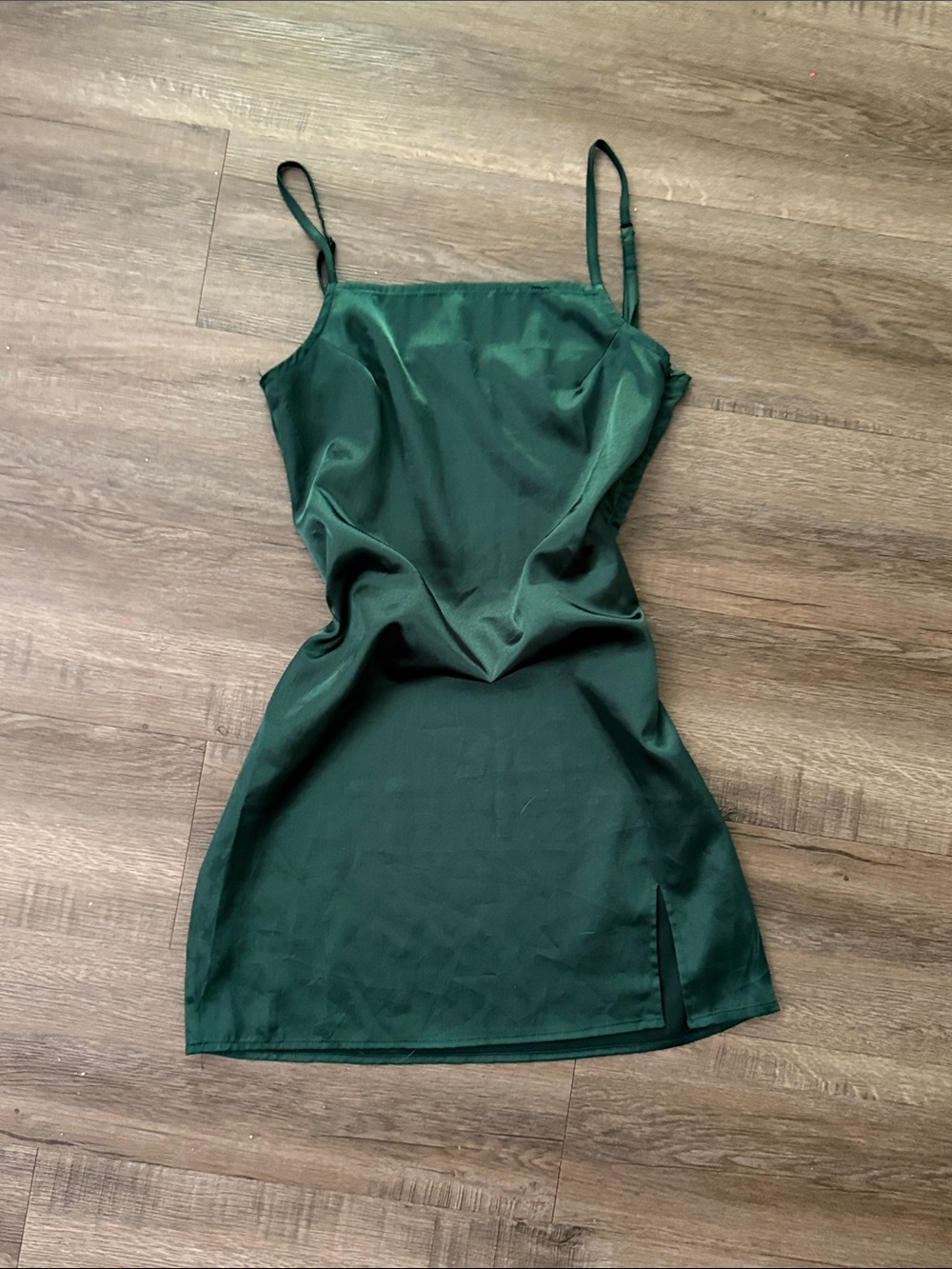 Zaful Deep Green Satin Mini Slip Dress